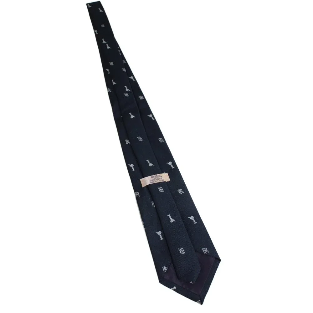 Rolls-Royce Men’s Navy Blue Luxury Designer Necktie | Iconic R R Patt - Picture 8 of 8